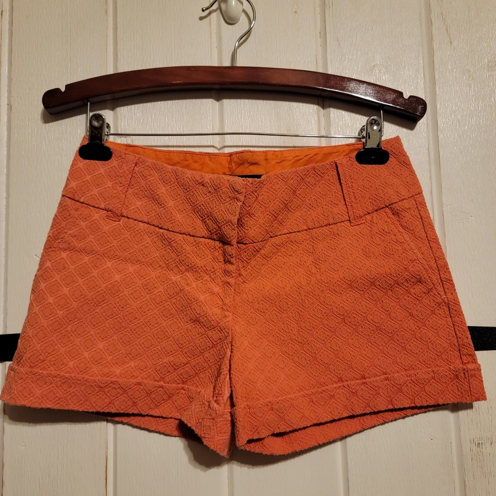 Maurices Womens Shorts Orange Textured Bermuda Size 5/6